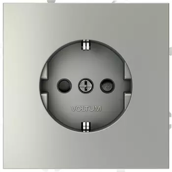 Розетка с заземлением и шторками (сталь) Voltum S70 VLS040205