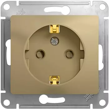 Розетка с заземлением и шторками (титан) Systeme Electric Glossa GSL000445