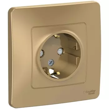 Розетка с заземлением и шторками (титан) Systeme Electric Blanca BLNRS001114