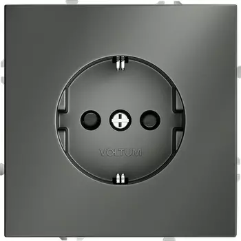 Розетка с заземлением и шторками (титан) Voltum S70 VLS040206