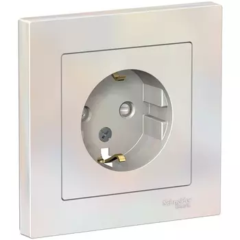 Розетка с заземлением и шторками (жемчужный) Systeme Electric AtlasDesign ATN000444