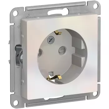Розетка с заземлением и шторками (жемчужный) Systeme Electric AtlasDesign ATN000445