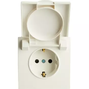 Розетка с заземлением и защитной крышкой (белый) Stekker Эмили 49881