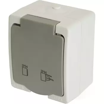 Розетка с заземлением и защитной крышкой (белый,серый) Stekker Велена 49727