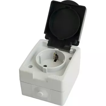 Розетка с заземлением и защитной крышкой (серый,графит) Stekker Велена 32755