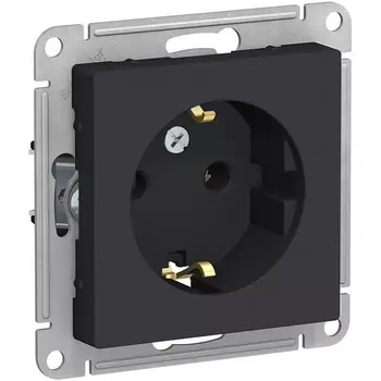 Розетка с заземлением (карбон) Systeme Electric AtlasDesign ATN001043