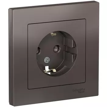 Розетка с заземлением (мокко) Systeme Electric AtlasDesign ATN000644