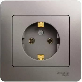 Розетка с заземлением (платина) Systeme Electric Glossa GSL001242
