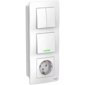 Розетка с заземлением с одноклавишным и двухклавишным выключателем (белый) Systeme Electric Blanca BLNBS101211