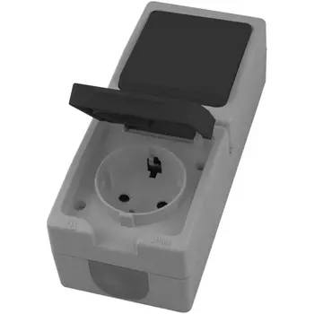 Розетка с заземлением с одноклавишным выключателем (серый,графит) Stekker Велена 49725