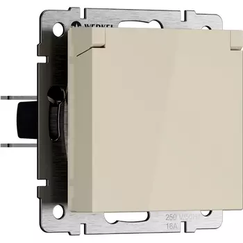 Розетка с заземлением с защит. крышкой и шторками (слоновая кость) Werkel W1171203 (a069595)