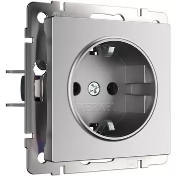 Розетка с заземлением (серебряный матовый) Werkel W1171065 (a063612)