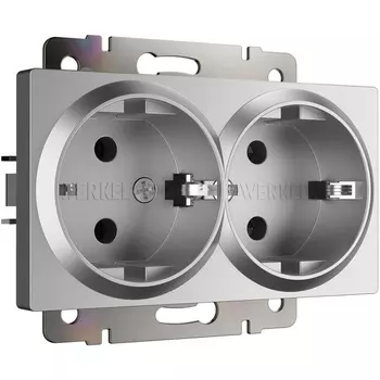 Розетка с заземлением (серебряный матовый) Werkel W1172065 (a063619)