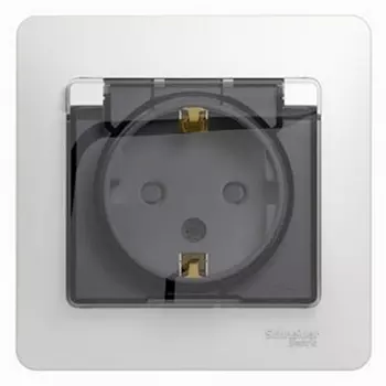 Розетка с заземлением, шторками и крышкой (белый) Systeme Electric Glossa GSL000148