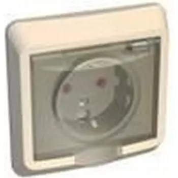 Розетка с заземлением, шторками и крышкой (кремовый) Systeme Electric Этюд PC16-044K