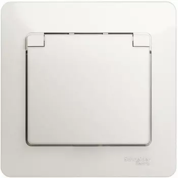 Розетка с заземлением, шторками и крышкой (перламутровый) Systeme Electric Glossa GSL000646