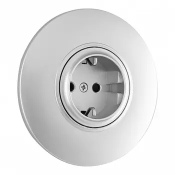 Розетка с заземлением, шторками и рамкой (серебро) Arte Milano SET08-1 SET08-1-40-1 silver