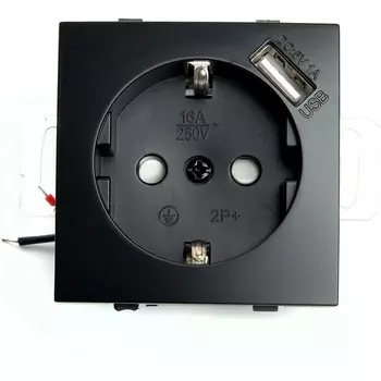Розетка с заземлением, шторками и USB (черный) Stekker Эрна 49155