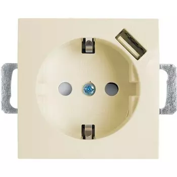 Розетка с заземлением, шторками и USB (слоновая кость) Stekker Эрна 39329