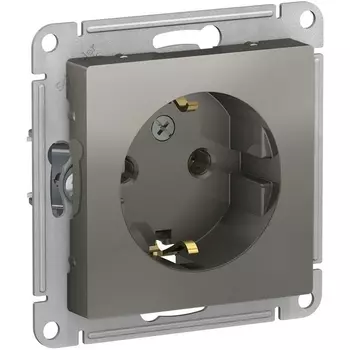 Розетка с заземлением (сталь) Systeme Electric AtlasDesign ATN000943