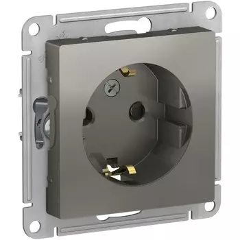 Розетка с заземлением (сталь) Systeme Electric AtlasDesign ATN000945