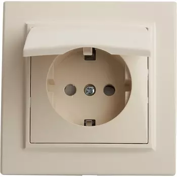Розетка с заземлением защитной крышкой и шторками (слоновая кость) Stekker Эрна 39238