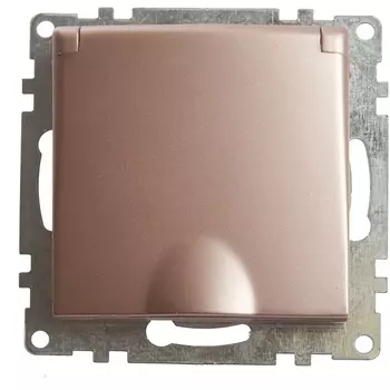 Розетка с заземлением защитной крышкой и шторками (шампань) Stekker Катрин 39594