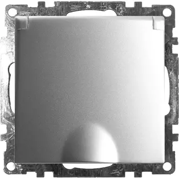 Розетка с заземлением защитной крышкой и шторками (серебро) Stekker Катрин 39580