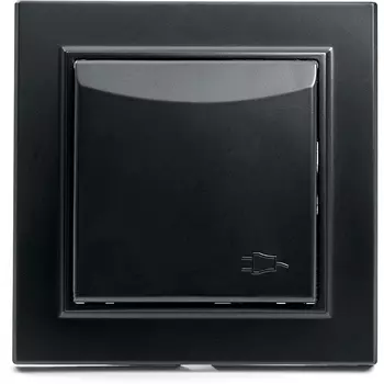 Розетка с заземлением защитной крышкой и шторками (черный) Stekker Эрна 39481