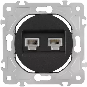 Розетка телефонная RJ-11 + Ethernet RJ-45 Arte Milano am-202 202.44-1.black