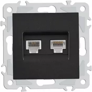 Розетка телефонная RJ-11 + Ethernet RJ-45 Arte Milano am-206 206.44-1.black