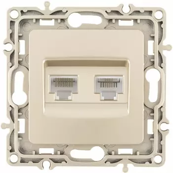 Розетка телефонная RJ-11 + Ethernet RJ-45 Arte Milano am-217 217.44-1.shampan