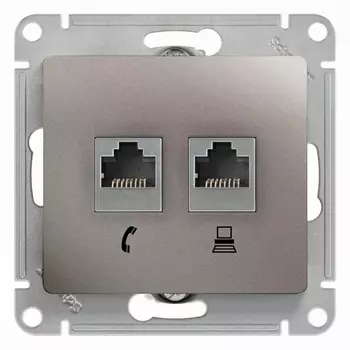 Розетка телефонная RJ-11 + Ethernet RJ-45 (платина) Systeme Electric Glossa GSL001285