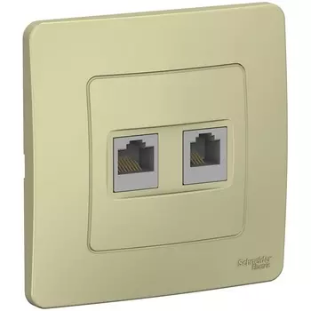 Розетка телефонная RJ-11 + Ethernet RJ-45 (бежевый) Systeme Electric Blanca BLNIS045117