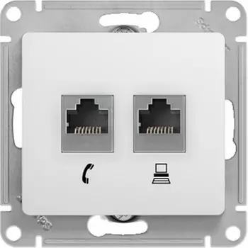 Розетка телефонная RJ-11 + Ethernet RJ-45 (белый) Systeme Electric Glossa GSL000185