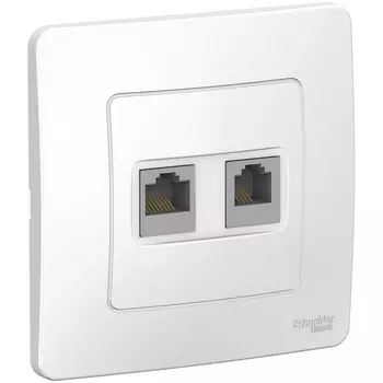 Розетка телефонная RJ-11 + Ethernet RJ-45 (белый) Systeme Electric Blanca BLNIS045111