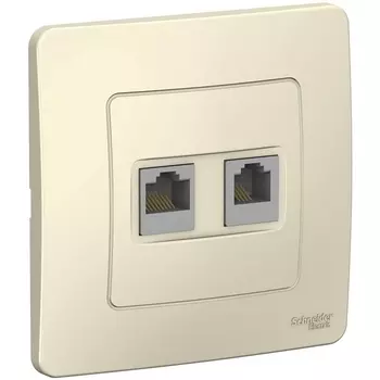Розетка телефонная RJ-11 + Ethernet RJ-45 (молочный) Systeme Electric Blanca BLNIS045112