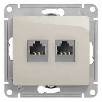 Розетка телефонная RJ-11 + Ethernet RJ-45 (молочный) Systeme Electric Glossa GSL000985