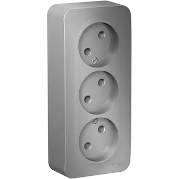 Розетка тройная без заземления (алюминий) Systeme Electric Blanca BLNRA000313