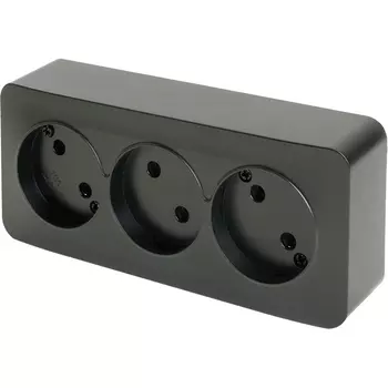 Розетка тройная без заземления (черный матовый) Stekker София 49500