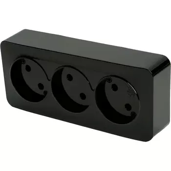 Розетка тройная без заземления (черный) Stekker София 49317