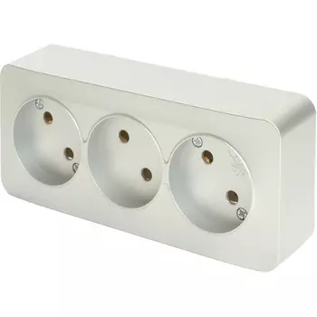 Розетка тройная без заземления (серебро) Stekker София 49329
