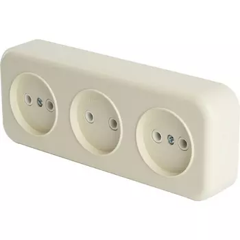 Розетка тройная без заземления (слоновая кость) Stekker Брест 49055