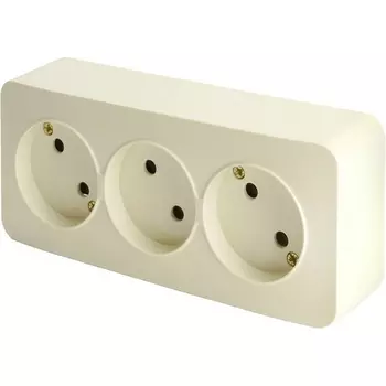 Розетка тройная без заземления (слоновая кость) Stekker София 49499