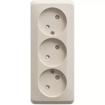 Розетка тройная без заземления со шторками (кремовый) Systeme Electric Etude PA16-010K