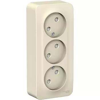 Розетка тройная без заземления со шторками (молочный) Systeme Electric Blanca BLNRA001312
