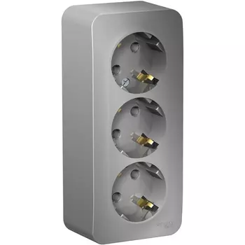 Розетка тройная с заземлением (алюминий) Systeme Electric Blanca BLNRA010313