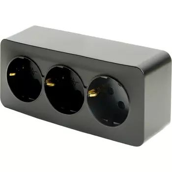 Розетка тройная с заземлением (черный матовый) Stekker София 49502