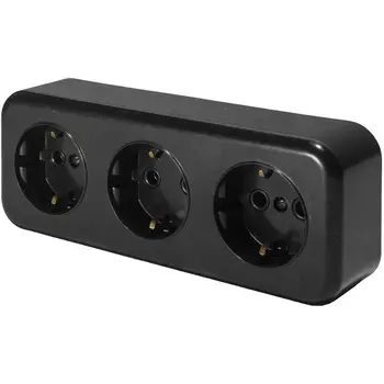 Розетка тройная с заземлением (черный) Stekker Брест 39698