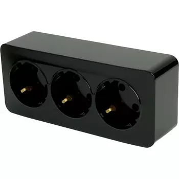 Розетка тройная с заземлением (черный) Stekker София 49318